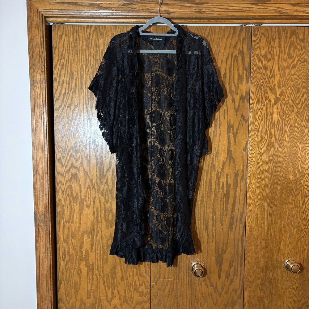 Elegant Black Lace Kimono by [Brand]